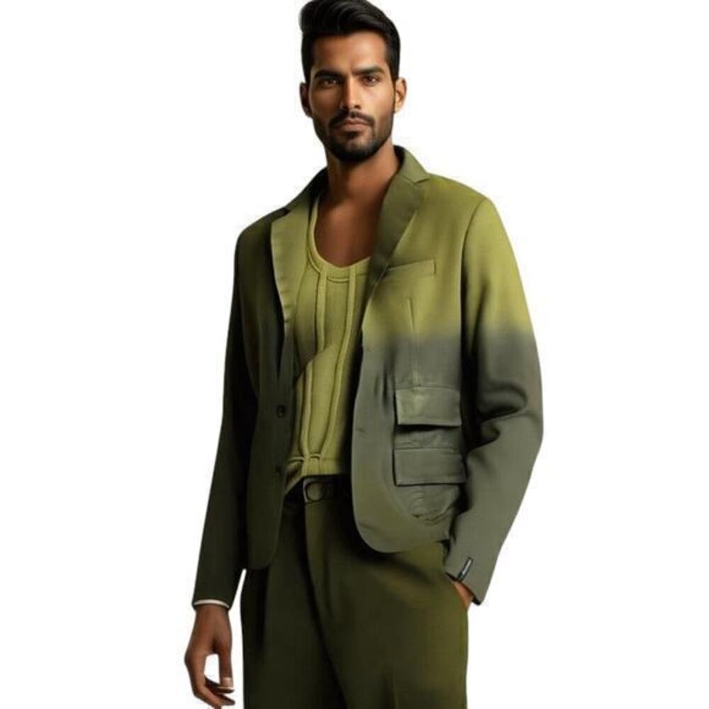Bobblehaus Tencel Twill Ombre Unisex Suit Jacket in Green size Small NWT
